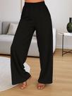 Calça Feminina Wide Leg Pantalona Cintura Alta com Bolso de Moletinho Inverno - c9
