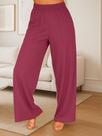 Calça Feminina Wide Leg Pantalona Cintura Alta com Bolso de Moletinho Inverno - c9