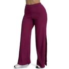 Calça Feminina Wide Leg Pantalona Cintura Alta Tecido Canelado com Fenda Angélica