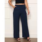 Calça Feminina Wide Leg Pantalona Viscolaycra com Cós Alto e Bolsos Laterais Confortável Casual