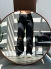 Calça Feminina Wide Leg Preta Com Rasgo No Joelho Go Girl