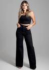 Calça Feminina Wide Leg Sawary Preta Sarja 275028