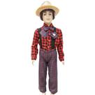 Calça Festa Junina Infantil Jeca Tatu com Alça e Gravata
