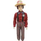 Calça Festa Junina Infantil Jeca Tatu com Alça e Gravata