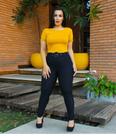 Calça fivela forrada preta