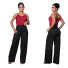Calça Flare Alfaiataria Com Bolsos E Botão Forrado R127