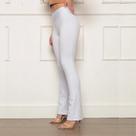 Calça Flare Bailarina Branca Peluciada Cintura Alta Enfermeira Esteticista