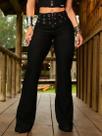 Calça Flare com Detalhes de Ilhoses PitBull Jeans Luxo 90780 COR:PRETOTAMANHO:36 Calça Flare com Detalhes de Ilhoses PitBull Jeans Luxo 90780 COR:PRETOTAMANHO:36