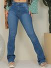 Calça Flare Faraya Jeans Feminina Cintura Alta Lavagem média Lycra/Elastano Moda Calça Flare Faraya Jeans Feminina Cintura Alta Lavagem média Lycra/Elastano Moda