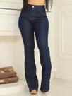 Calça Flare Feminina Faraya Jeans Escura Básica Cintura Alta Com lycra Cintura alta boca de sino modela bumbum Calça Flare Feminina Faraya Jeans Escura Básica Cintura Alta Com lycra Cintura alta boca de sino modela bumbum