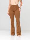 Calça Flare Feminina jeans nas cores bege/caqui super confortável que se ajusta no corpo - 38