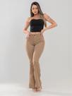 Calça Flare Feminina jeans nas cores bege/caqui super confortável , que se ajusta no corpo - 38
