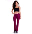 Calça Flare Jacquard Básica Detalhe 3d Vinho Feminino