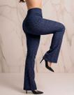 Calça Flare Jacquard com Zíper e Bolsos Azul Mescla - Conforto e Estilo