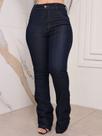Calça Flare Jeans Escura Feminina Cintura Alta Premium costura/nervura na perna lycra/elastano