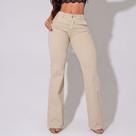 Calça flare jeans Feminina cor creme - Tamanho 38