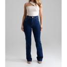 Calça Flare Jeans Feminina Sawary Cintura Alta Original Boot Cut Premium Azul Escuro