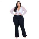 Calça Flare Jeans Preta Plus Size Para Gordinhas da Moda Inverno