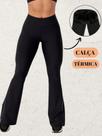 Calça flare peluciada fitnes bailarina legging termica feminina cintura alta ideal para pilates academia ginastia