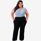 Calça Flare Plus Size Feminina Bolso Bailarina Social Moda