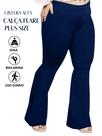 Calça Flare Plus Size G1 G2 G3 G4 Boca De Sino Bailarina Cintura Bem Alta Em Suplex