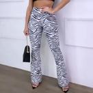 Calça flere estampa de zebra material jacar cintura alta tamanho G