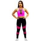 Calça fuso de suplex poliamida academia exercício fitness detalhe em arrastão colorido