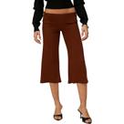 Calça gaúcha TUWIXIUW feminina, fluida, cintura baixa, perna larga, marrom