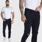 Calça HNO Jeans Premium Rasgada Skinny com Elastano Preto Calça HNO Jeans Premium Rasgada Skinny com Elastano Preto