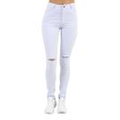 Calça Hot Pant Feminina Com Rasgo no Joelho Branca Lady Rock