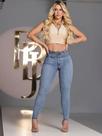 Calça Hot Pants Cintura Alta Pit Bull Jeans com Faixa e Letreiro Personalizado Ref: 86767
