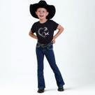 Calça Infantil Country Feminina Com Brilho Jeans Bordada