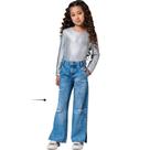 Calça Infantil Menina Mania Kids Wide Leg em Jeans Tamanho:8