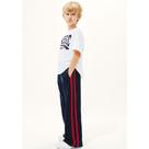 Calça Infantil Menina Wide Leg Com Faixas Laterais - Azul 014