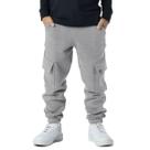 Calça Infantil Menino Moletom Cargo Inverno Bolso Lisa Cinza