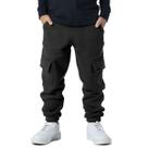 Calça Infantil Menino Moletom Cargo Inverno Lisa Preta