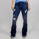 Calça Jeans Azul Feminina Bordada Head Ox Brilhos Strass Pratas Moda Country Texas Ranch Oficial