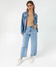 Calça Jeans Barrel Feminina Bolsos Marisa Azul