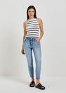 Calça Jeans Básica Feminina Cintura Média Skinny Com Puídos