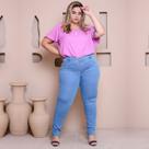 Calça Jeans Básica Marmorizada Plus Size Feminino Calça Jeans Básica Marmorizada Plus Size Feminino