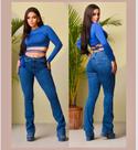Calça jeans boot cut cintura mais alta