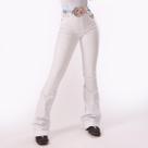 Calça Jeans Branca Com Brilhos Strass Silver Shine Feminina Moda Country Cintura Alta Flare Elastano Lycra Texas Ranch Jeans