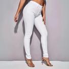 Calça Jeans Branca Feminino Cintura Alta Skinny com Lycra