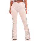 Calça Jeans Branca Star Franjas Paetê Moda Country Brilhos Feminino Texas Ranch Jeans
