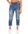 Calça jeans capri desfiado azul tamanho 38