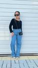 Calça Jeans Cargo Feminina Infanto Juvenil Com Bolsos Laterais
