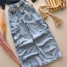 Calça Jeans cargo premium Wide Leg - menina