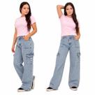 calça jeans cargo wid leg marmorizada premium feminina juvenil com bolsos laterais estilosa confortável modelo blogueirinha tendencia do 10 ao 16 calça jeans cargo wid leg marmorizada premium feminina juvenil com bolsos laterais estilosa confortável modelo blogueirinha tendencia do 10 ao 16