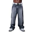 Calça Jeans Chronic Baggy Preto Estonado Bordado Hip Hop 03 Cor:PretoTamanho:42