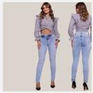 Calça jeans cigarrete com elastano Calça jeans cigarrete com elastano